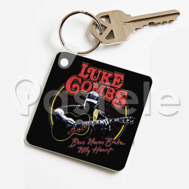 Luke Combs Beer Never Broke My Heart Custom Art Keychain Key Ring Jewelry Necklaces Pendant Two Sides