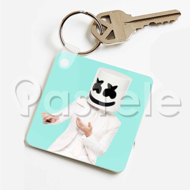 marshmello Custom Art Keychain Key Ring Jewelry Necklaces Pendant Two Sides