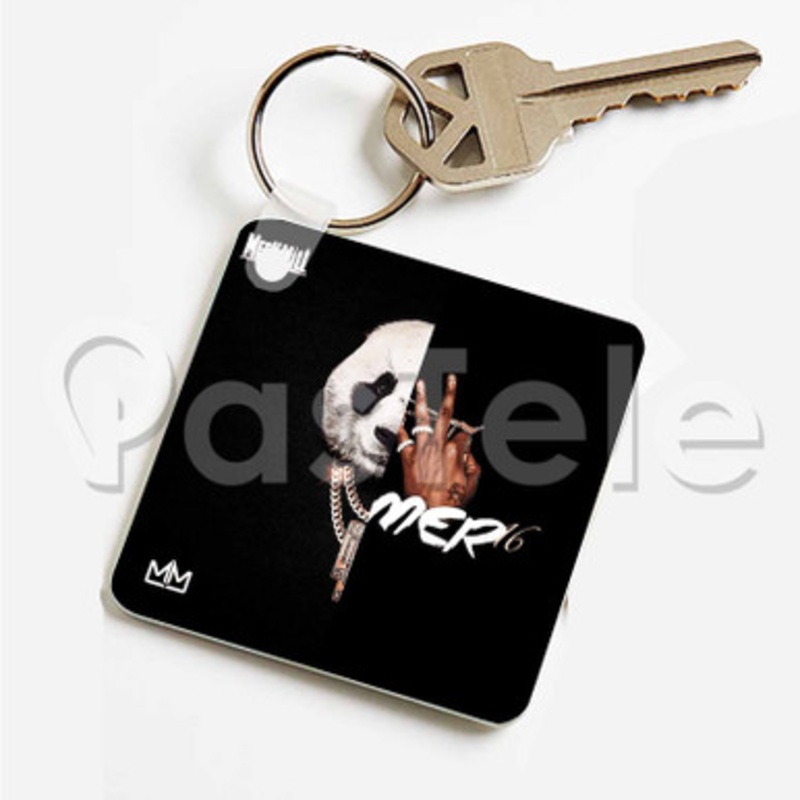 Meek Mill Panda Rap Custom Art Keychain Key Ring Jewelry Necklaces Pendant Two Sides