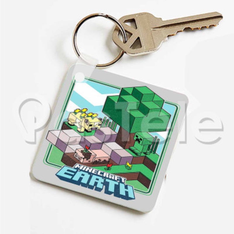 Minecraft Earth Custom Art Keychain Key Ring Jewelry Necklaces Pendant Two Sides