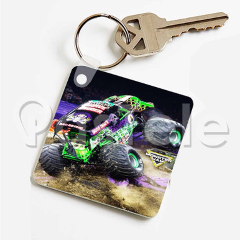 Monster Jam Grave Digger 2 Custom Art Keychain Key Ring Jewelry Necklaces Pendant Two Sides