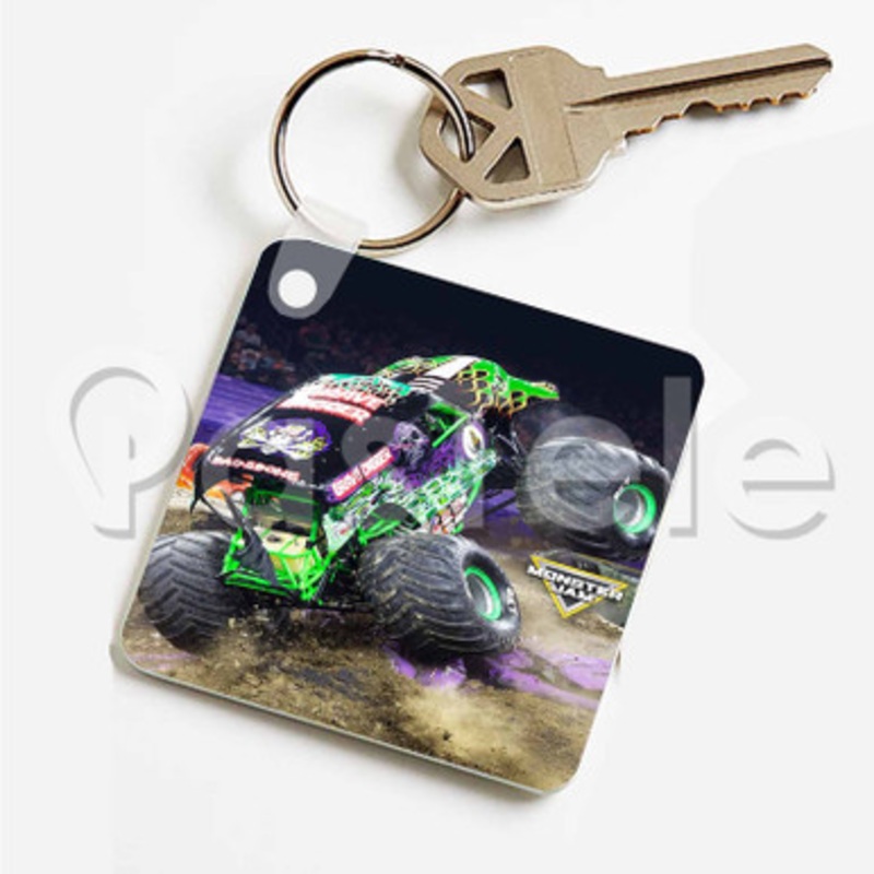 Monster Jam Grave Digger Custom Art Keychain Key Ring Jewelry Necklaces Pendant Two Sides