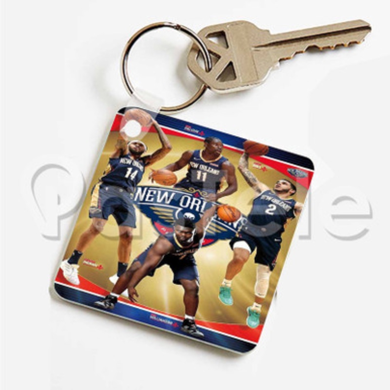 New Orleans Pelicans NBA Custom Art Keychain Key Ring Jewelry Necklaces Pendant Two Sides