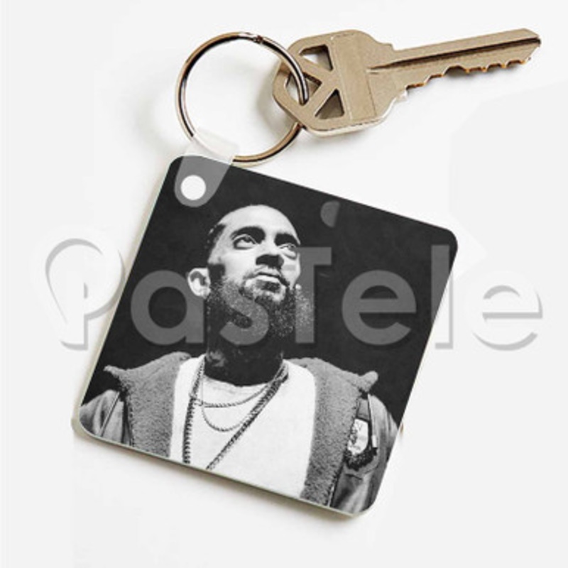 Nipsey Hussle Custom Art Keychain Key Ring Jewelry Necklaces Pendant Two Sides