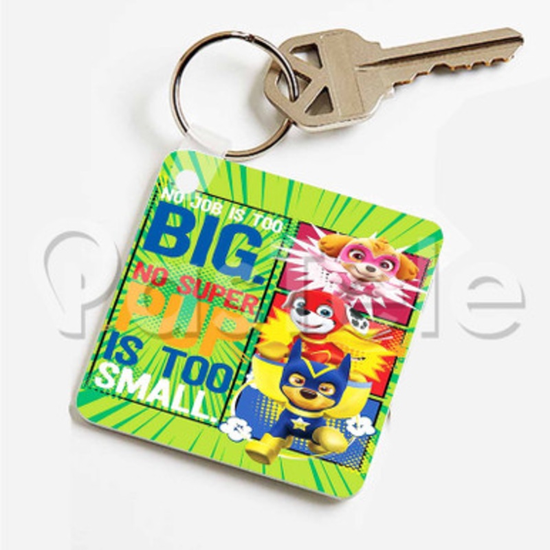 Paw Patrol Super Pups Custom Art Keychain Key Ring Jewelry Necklaces Pendant Two Sides