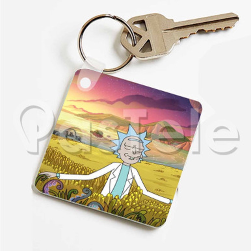 Rick and Morty 2 Custom Art Keychain Key Ring Jewelry Necklaces Pendant Two Sides