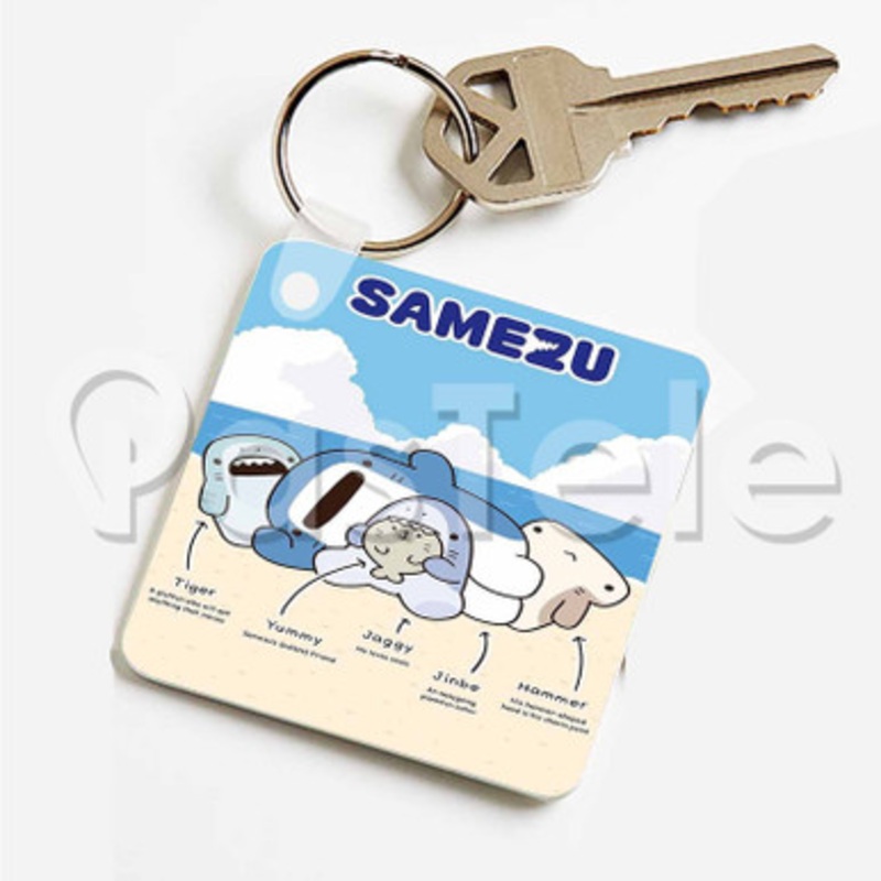 Samezu Shark Custom Art Keychain Key Ring Jewelry Necklaces Pendant Two Sides