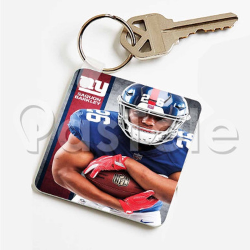 Saquon Barkley NFL New York Giants Custom Art Keychain Key Ring Jewelry Necklaces Pendant Two Sides