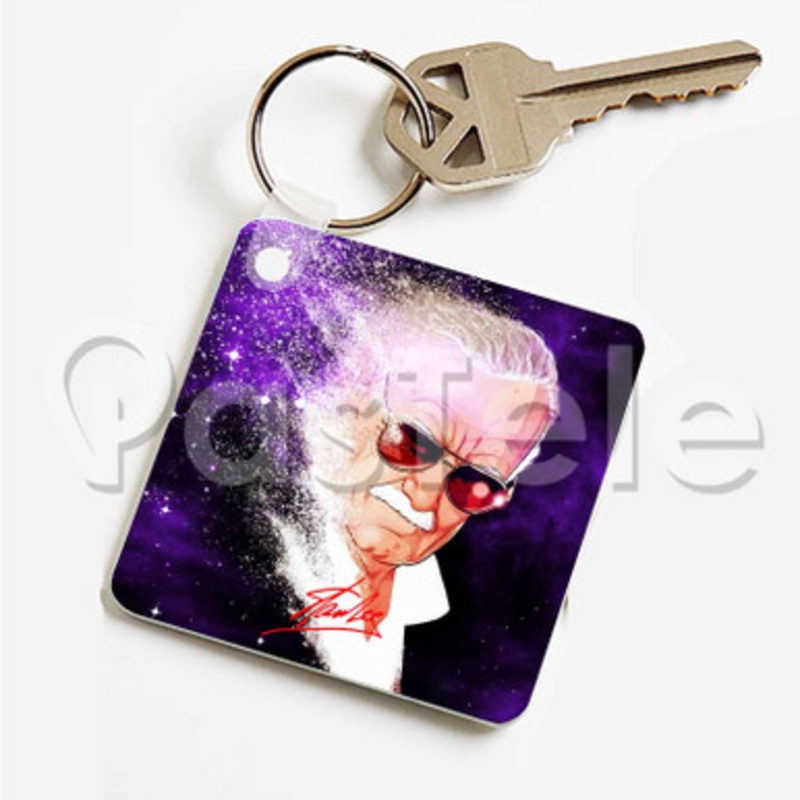 Stan Lee Custom Art Keychain Key Ring Jewelry Necklaces Pendant Two Sides