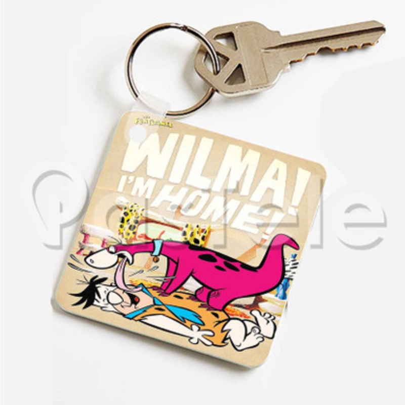 The Flintstones Home Custom Art Keychain Key Ring Jewelry Necklaces Pendant Two Sides
