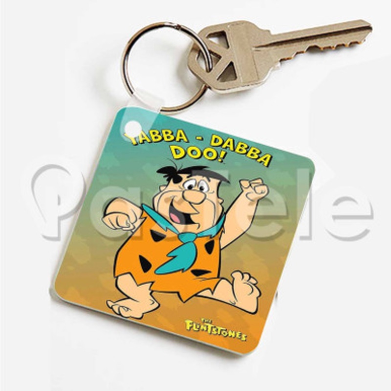 The Flintstones Yabba Dabba Doo Custom Art Keychain Key Ring Jewelry Necklaces Pendant Two Sides