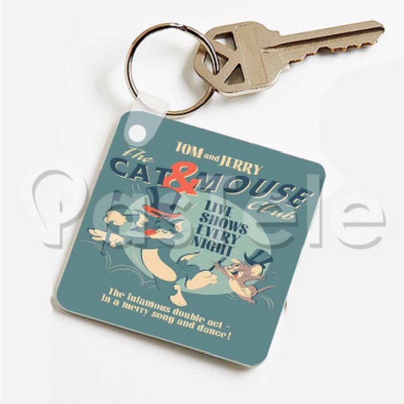 Tom and Jerry Cat and Mouse Club Custom Art Keychain Key Ring Jewelry Necklaces Pendant Two Sides