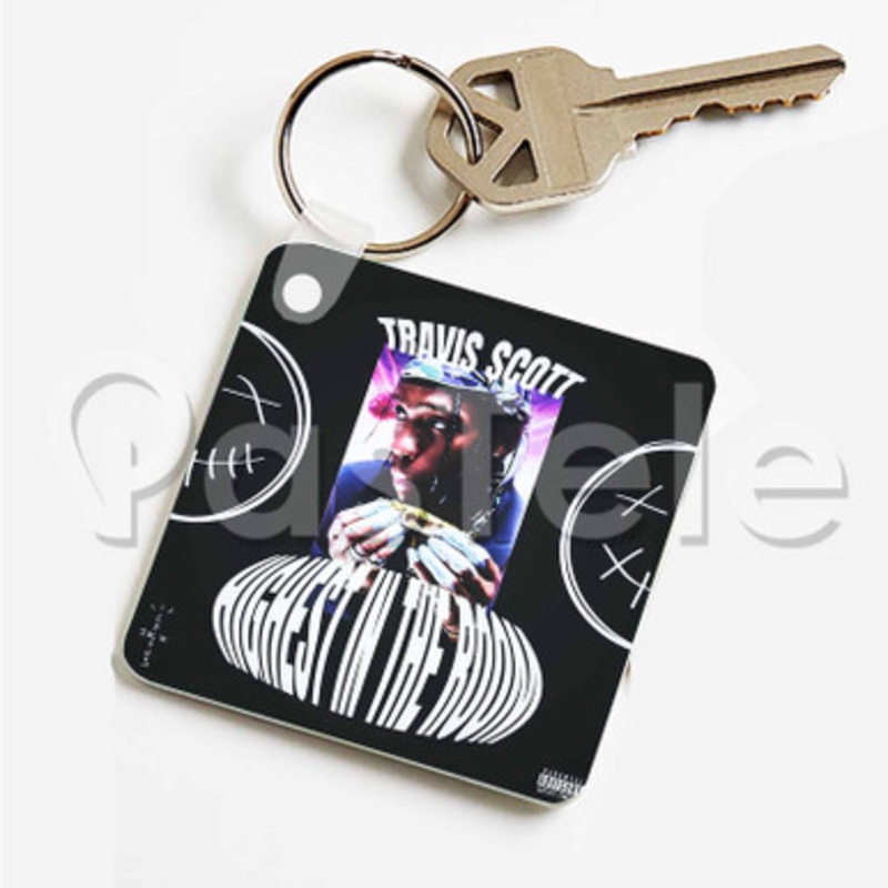 Travis Scott Highest in The Room Custom Art Keychain Key Ring Jewelry Necklaces Pendant Two Sides