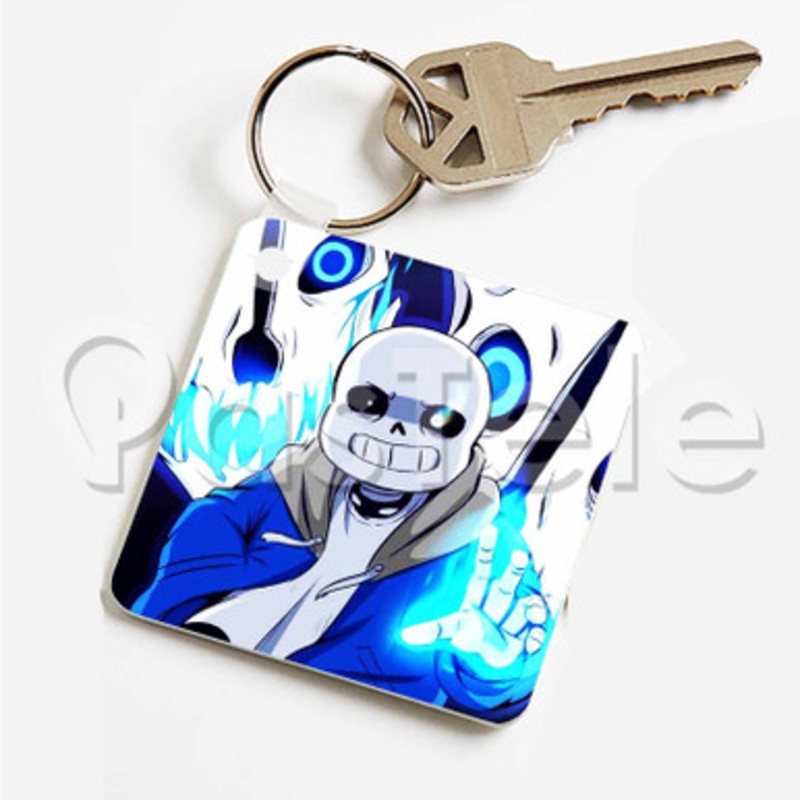 Undertale Sans Custom Art Keychain Key Ring Jewelry Necklaces Pendant Two Sides