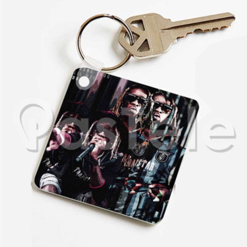 Young Thug Dope Custom Art Keychain Key Ring Jewelry Necklaces Pendant Two Sides