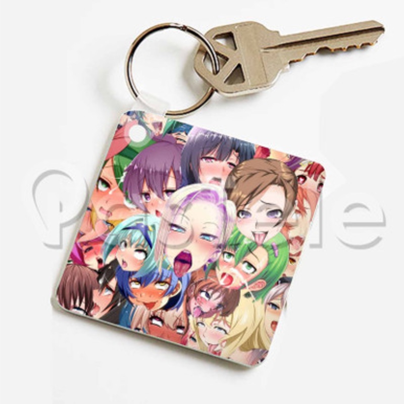 Ahegao Custom Keychain Jewelry Necklaces Pendant Two Sides Key