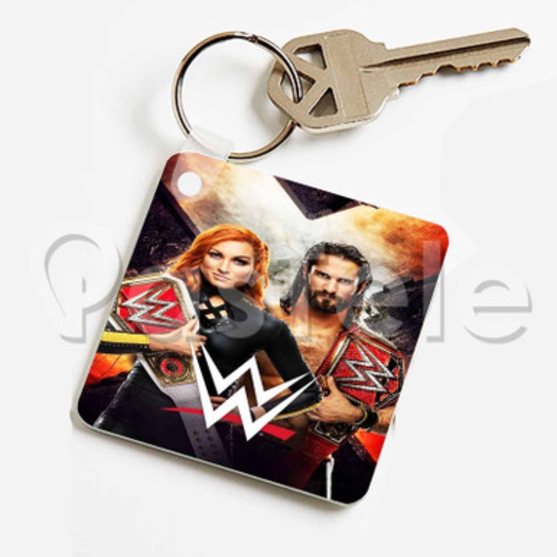 Becky Lynch Seth Rollins WWE Custom Keychain Jewelry Necklaces Pendant Two Sides Key