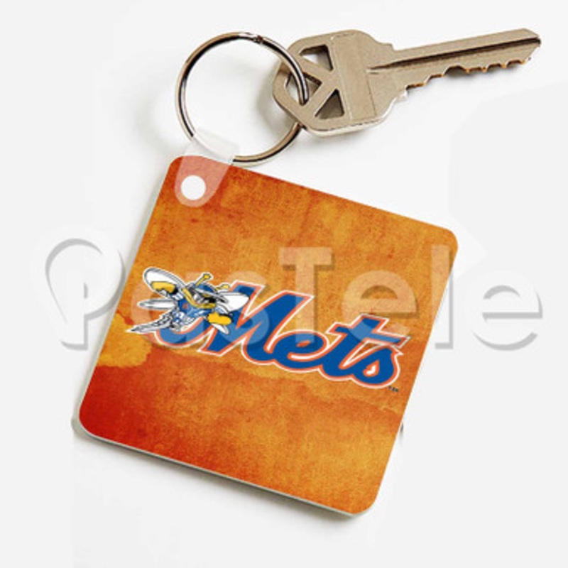 Binghamton Mets Custom Keychain Jewelry Necklaces Pendant Two Sides Key
