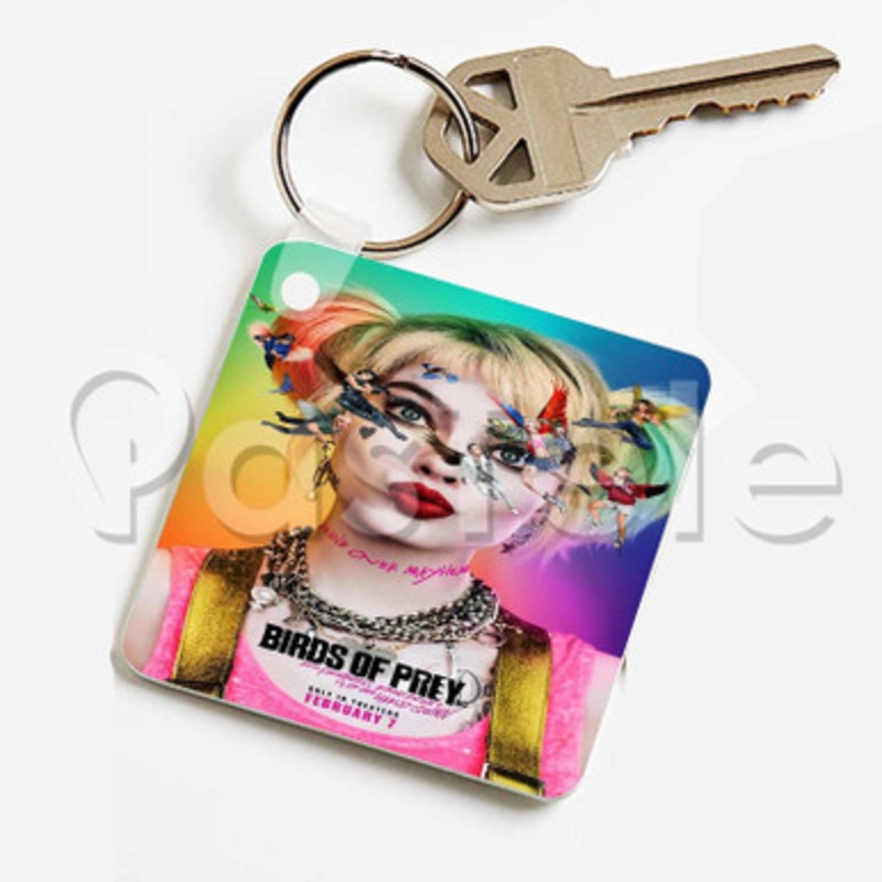 birds of prey poster harley queen Custom Keychain Jewelry Necklaces Pendant Two Sides Key