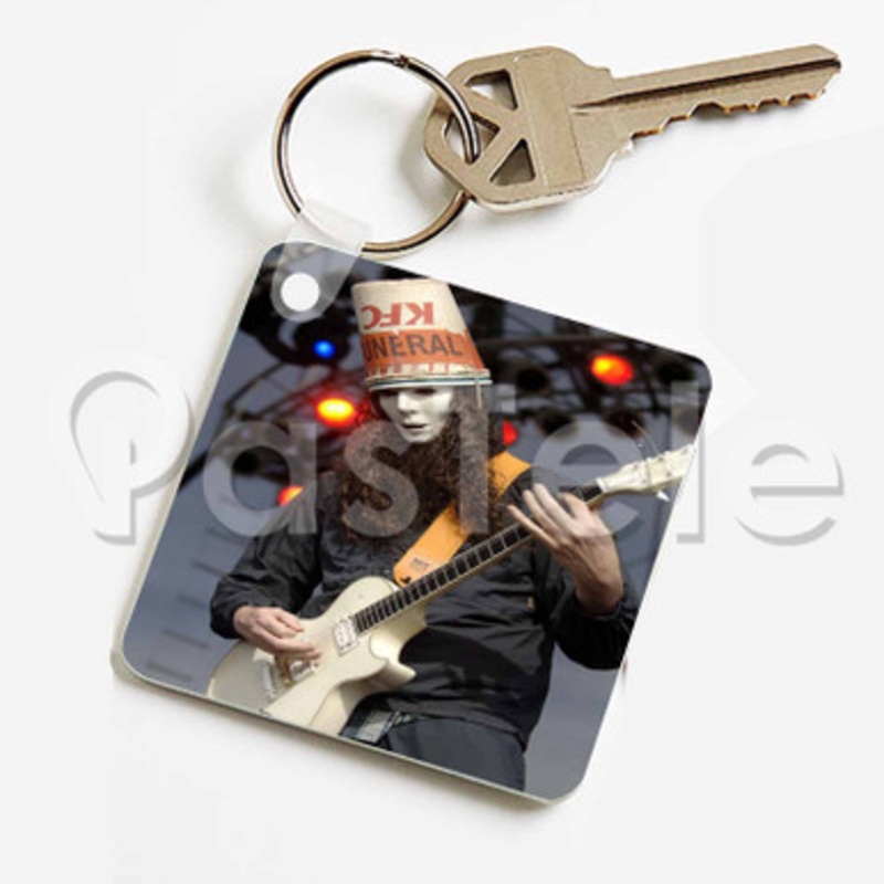 Buckethead Custom Keychain Jewelry Necklaces Pendant Two Sides Key