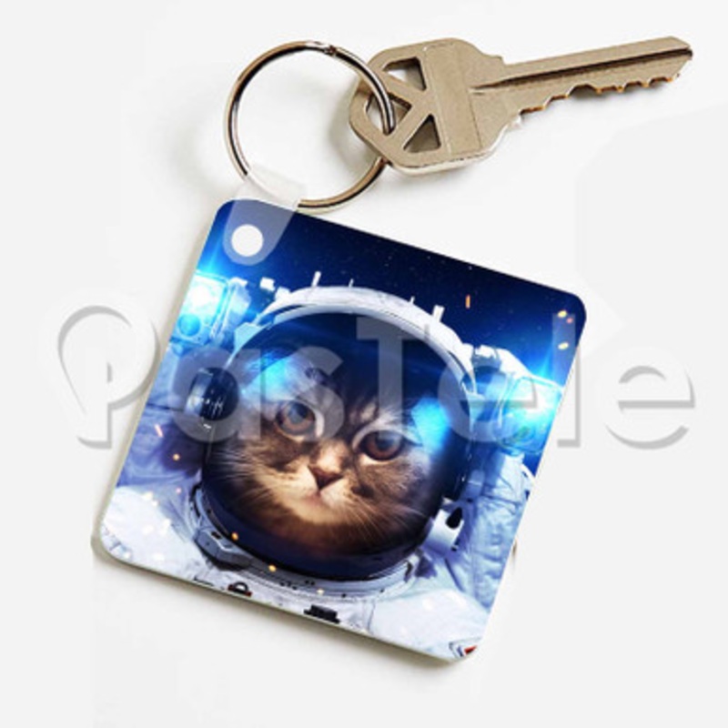 catstronaut Custom Keychain Jewelry Necklaces Pendant Two Sides Key