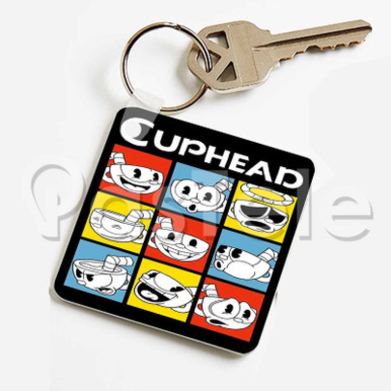 Cuphead 2 Custom Keychain Jewelry Necklaces Pendant Two Sides Key