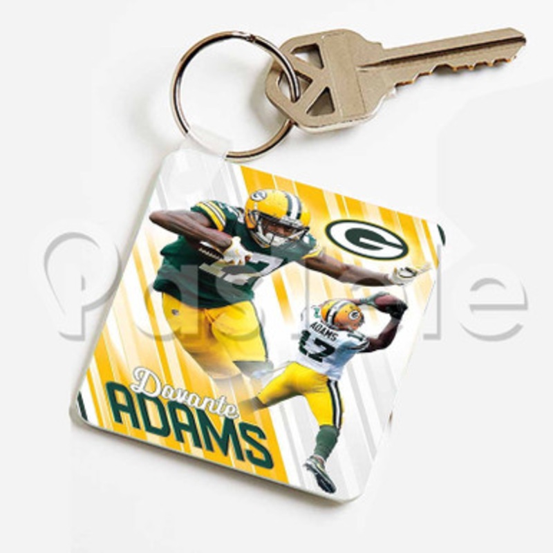 Davante Adams NFL Green Bay Packers Custom Keychain Jewelry Necklaces Pendant Two Sides Key