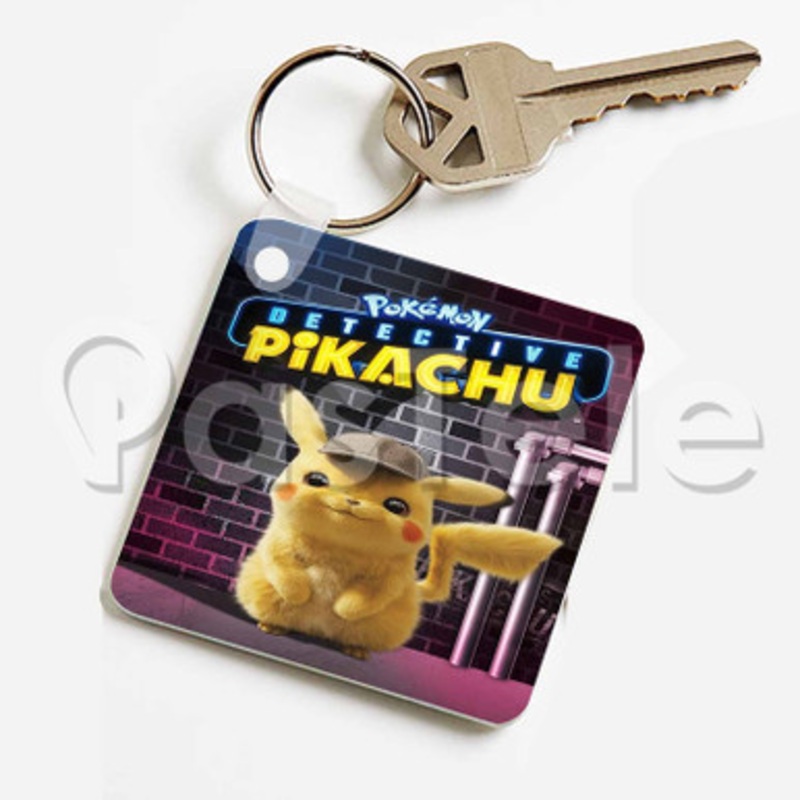 Detective Pikachu Custom Keychain Jewelry Necklaces Pendant Two Sides Key