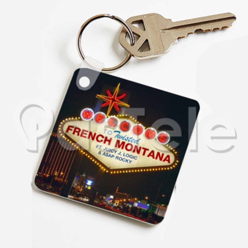 French Montana Twisted Custom Keychain Jewelry Necklaces Pendant Two Sides Key