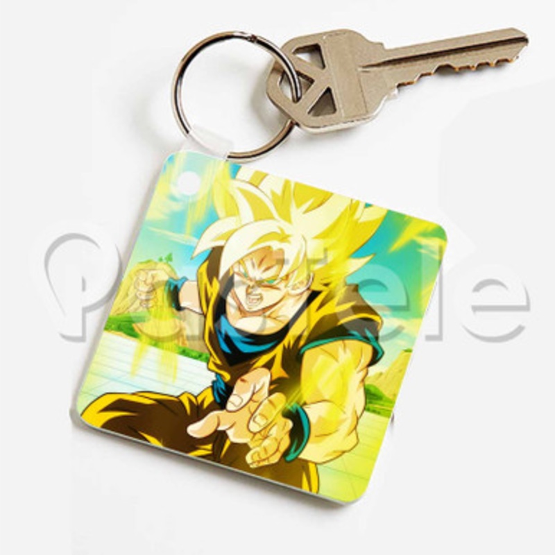 goku ssj 1 Custom Keychain Jewelry Necklaces Pendant Two Sides Key