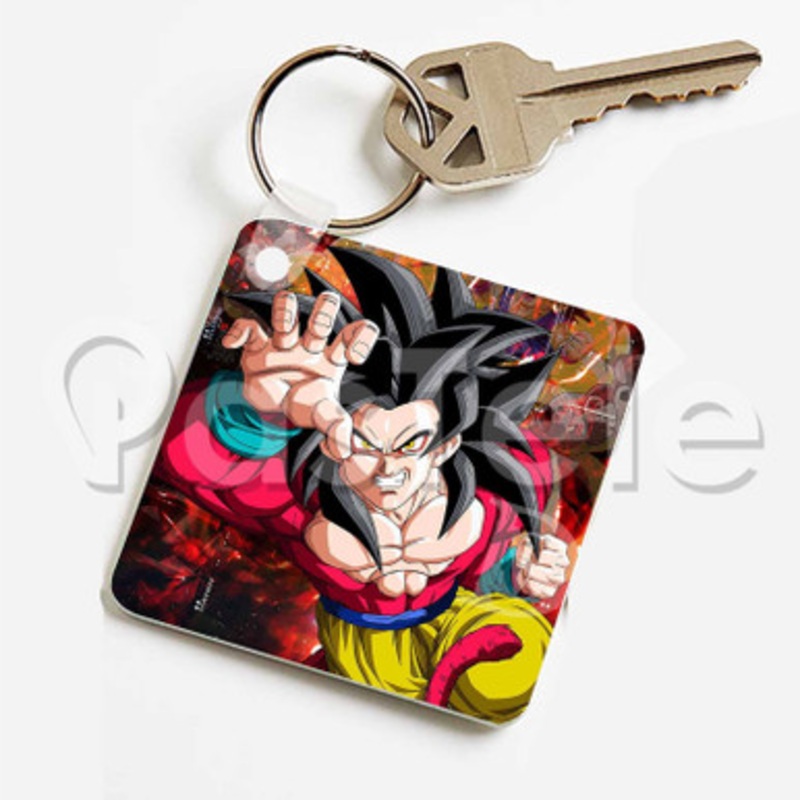 goku ssj 4 Custom Keychain Jewelry Necklaces Pendant Two Sides Key
