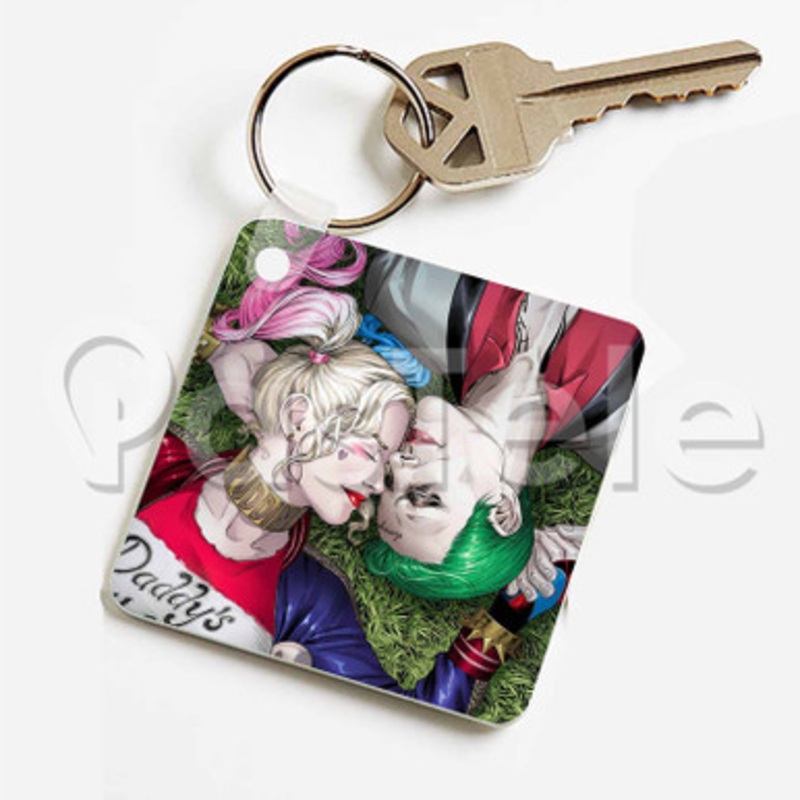 Harley Quinn and Joker Custom Keychain Jewelry Necklaces Pendant Two Sides Key