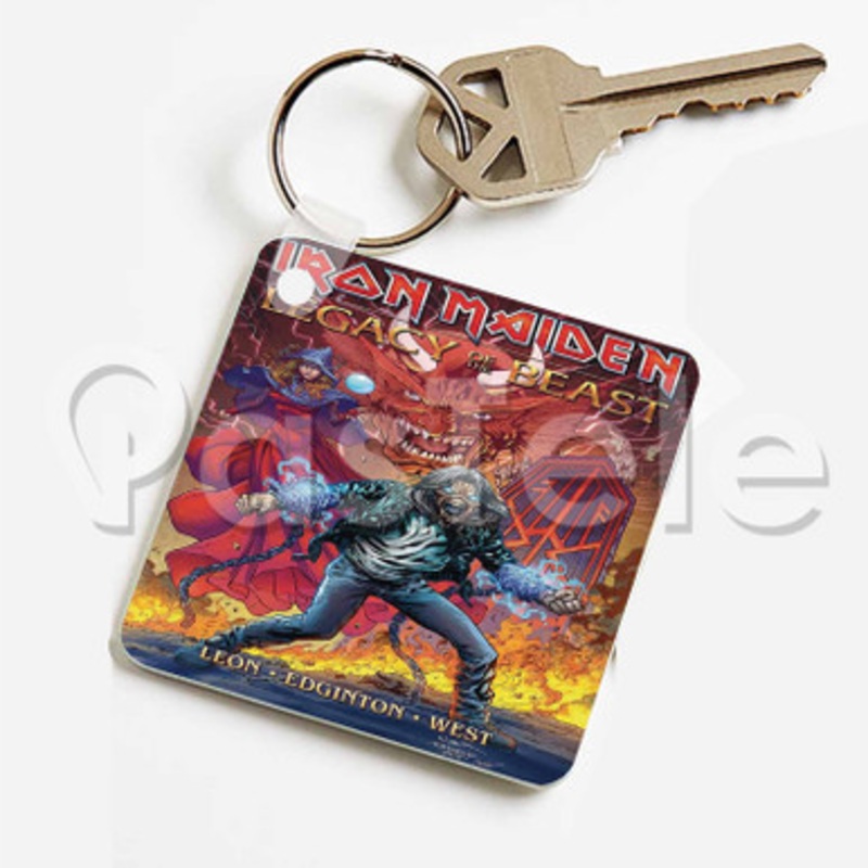 Iron Maiden Legacy of the Beast Custom Keychain Jewelry Necklaces Pendant Two Sides Key