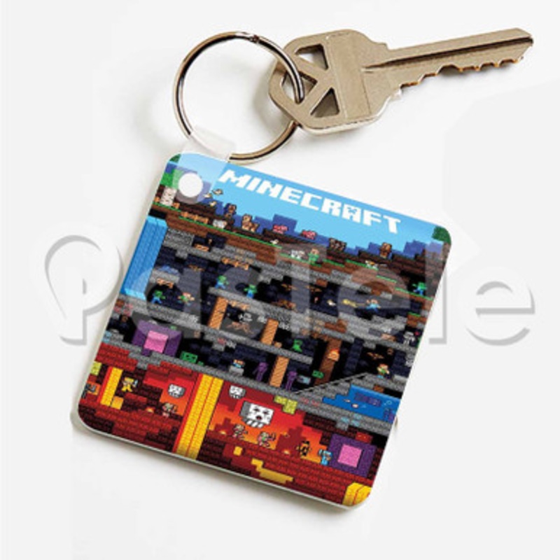 Minecraft Custom Art Keychain Key Ring Jewelry Necklaces Pendant Two Sides