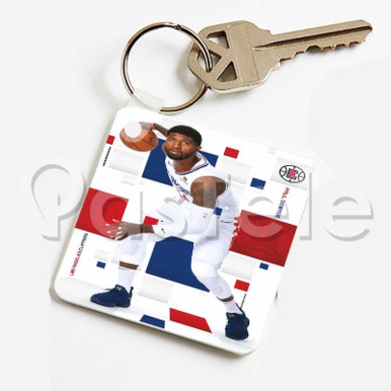 Paul George Los Angeles Clippers NBA Custom Art Keychain Key Ring Jewelry Necklaces Pendant Two Sides
