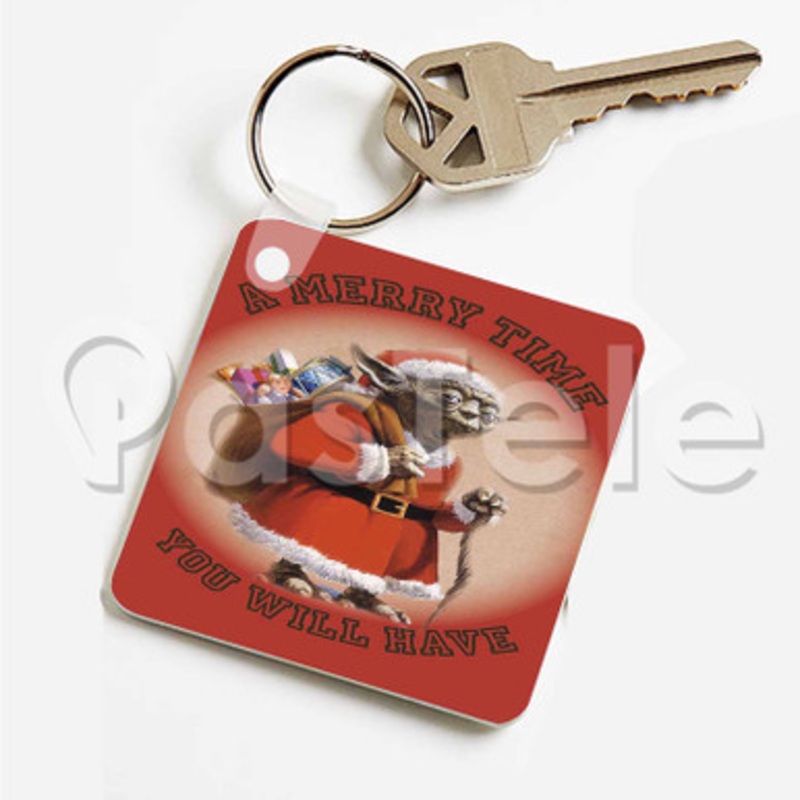 Star Wars Saga Yoda Merry Time Custom Art Keychain Key Ring Jewelry Necklaces Pendant Two Sides