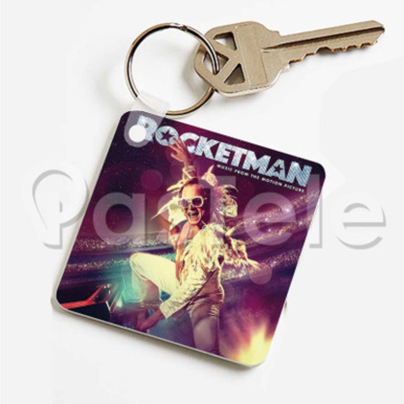Taron Egerton Rocketman Custom Art Keychain Key Ring Jewelry Necklaces Pendant Two Sides