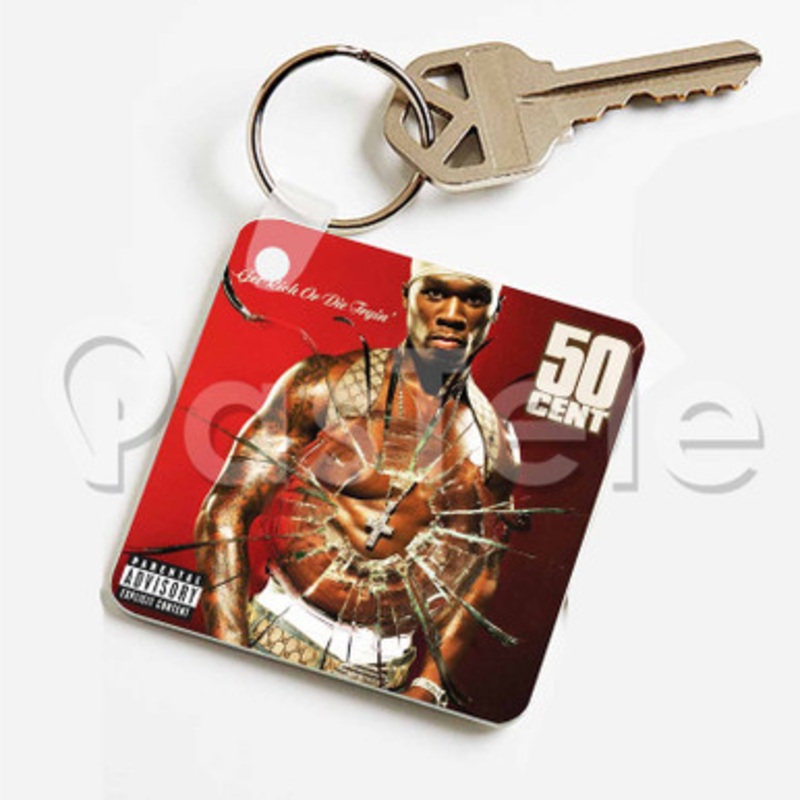 50 Cent Heat Custom Keychain Jewelry Necklaces Pendant Two Sides Key