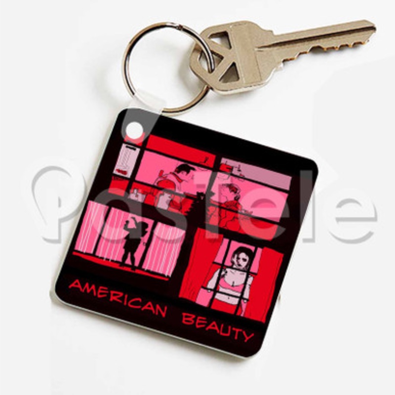 American Beauty Custom Keychain Jewelry Necklaces Pendant Two Sides Key