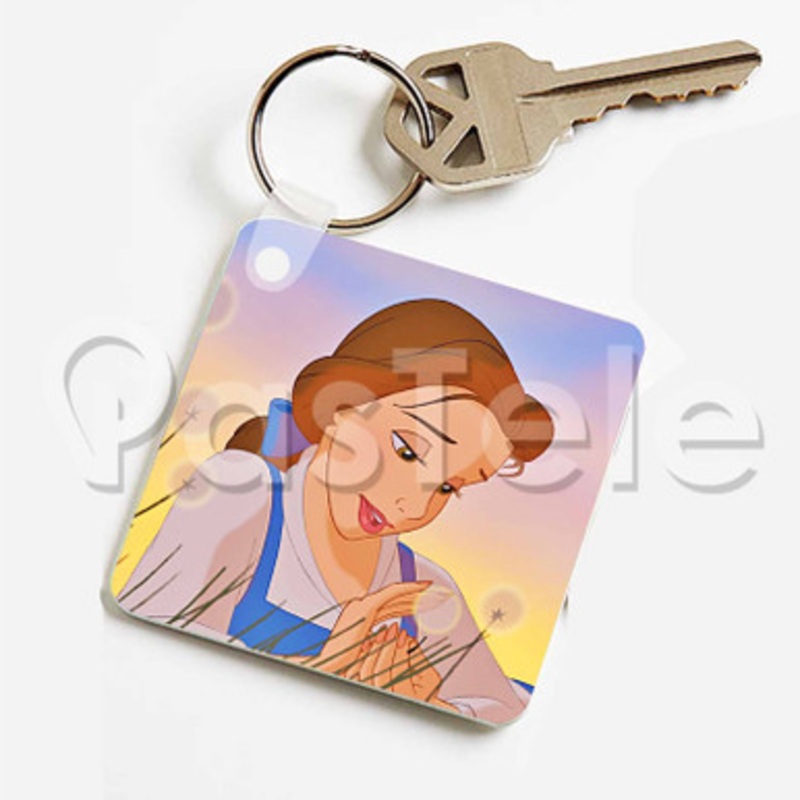 belle beauty and the beast 2 Custom Keychain Jewelry Necklaces Pendant Two Sides Key