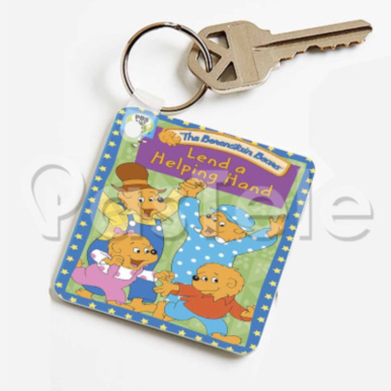 Berenstain Bears Lend a Helping Hand Custom Keychain Jewelry Necklaces Pendant Two Sides Key