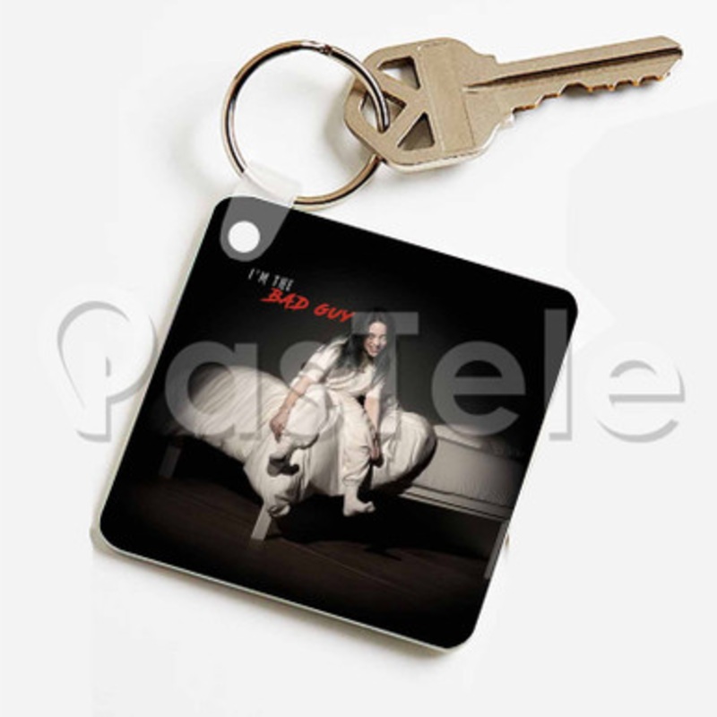 Billie Eilish bad guy Custom Keychain Jewelry Necklaces Pendant Two Sides Key