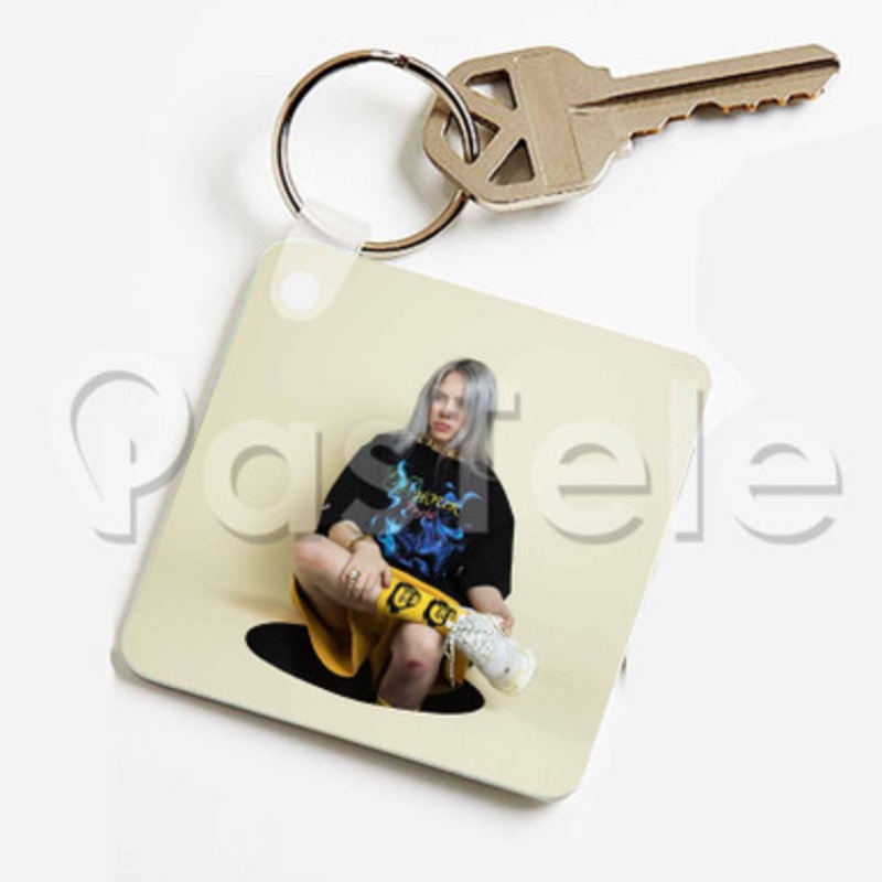 Billie Eilish Custom Keychain Jewelry Necklaces Pendant Two Sides Key