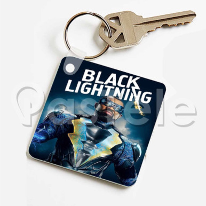 Black Lightning Custom Keychain Jewelry Necklaces Pendant Two Sides Key