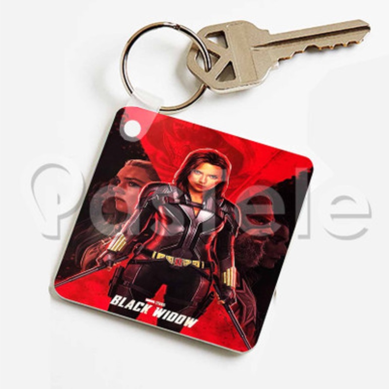 Black Widow Custom Keychain Jewelry Necklaces Pendant Two Sides Key