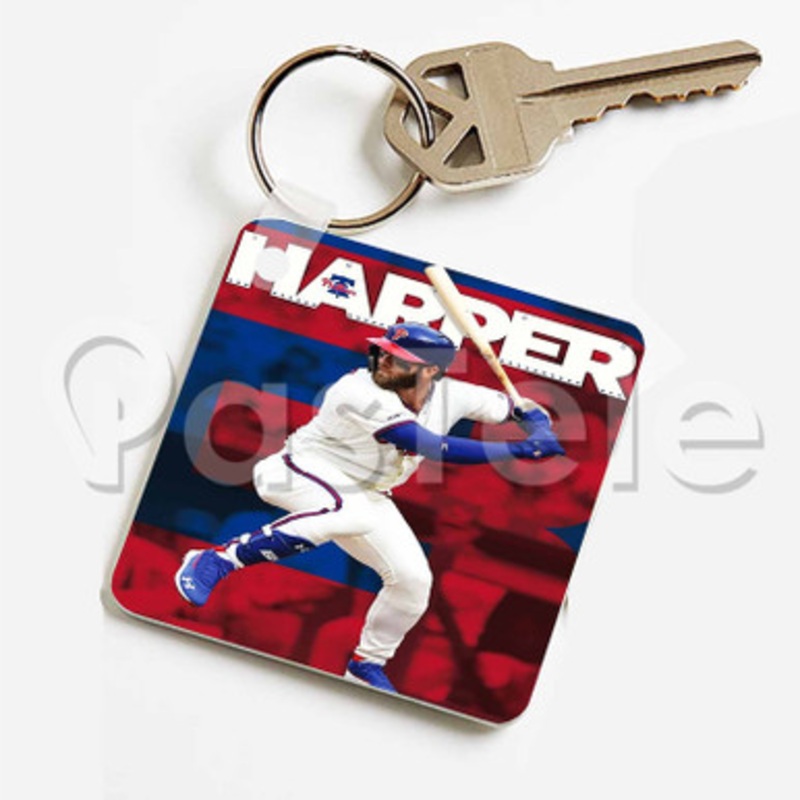 Bryce Harper MLB Philadelphia Phillies Custom Keychain Jewelry Necklaces Pendant Two Sides Key