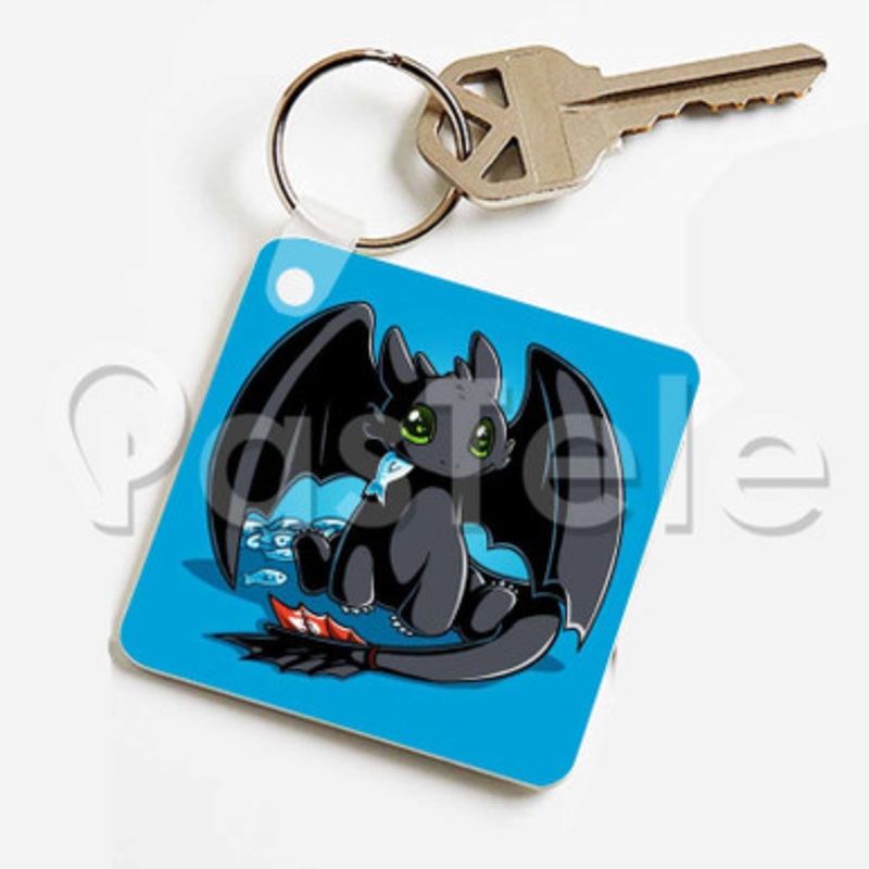 Cute Toothless Custom Keychain Jewelry Necklaces Pendant Two Sides Key