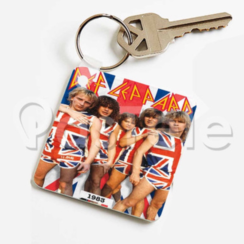 Def Leppard Union Jack Custom Keychain Jewelry Necklaces Pendant Two Sides Key