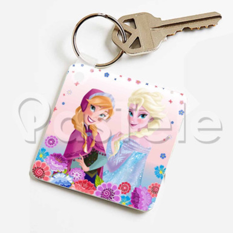 Disney Anna and Elsa Custom Keychain Jewelry Necklaces Pendant Two Sides Key