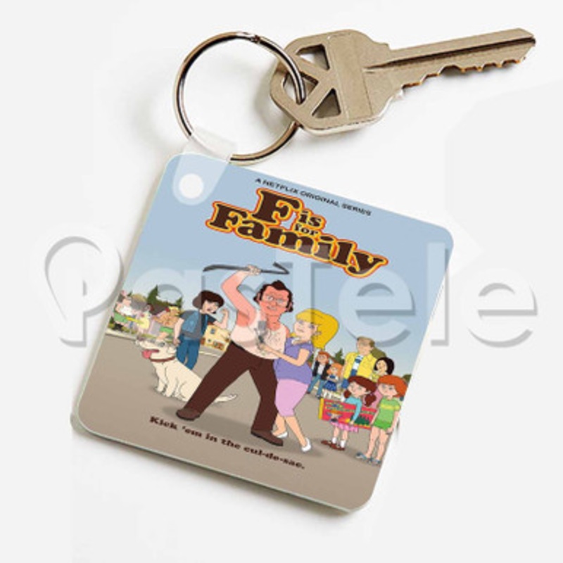 F Is for Family Custom Keychain Jewelry Necklaces Pendant Two Sides Key